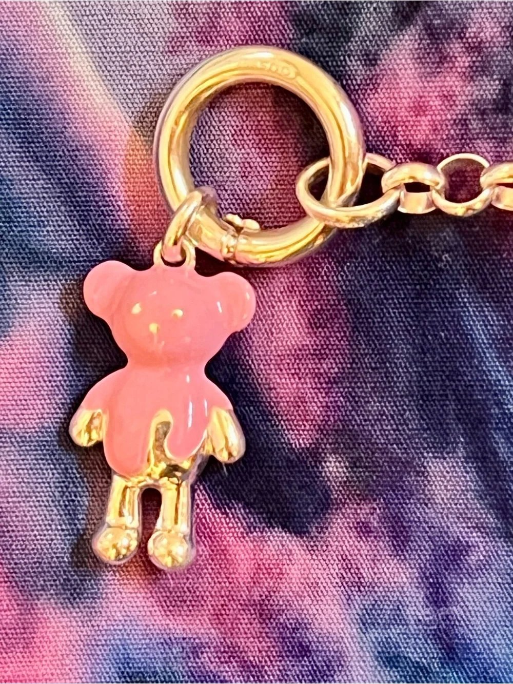 Tous 925 Sterling Silver Pink Bear Bracelet Y2K Barbiecore Enamel Charm + Box